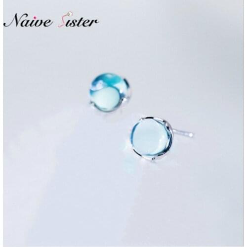 New Fashion Cute Small Blue Crystal Stud Earrings for Women Girls Love Christmas Gift Jewelry Ear Studs Wholesale Earings