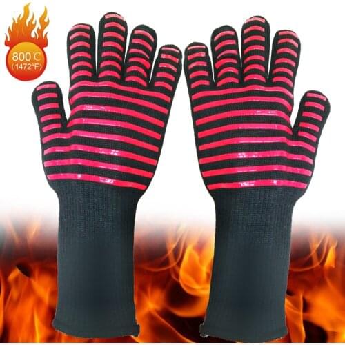 BBQ Gloves Heat Resistant Non-Slip Barbecue Gloves Microwave Oven Gloves Kitchen Cooking Baking Accessories
