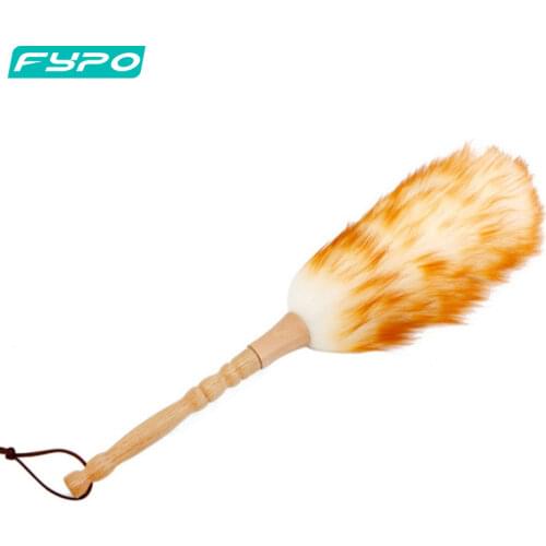 Fypo Feather Duster with Wood Handle, Duster for Blinds Kitchen Car Keyboard Office, Soft and fluffy woolDuster Cleaning Tool