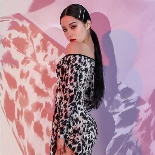 Latin Dance Dress Sexy New Women Long Sleeve Autumn Professional Dance Costume Winter Off Shoulder Ballroom Practice Sumba L9681