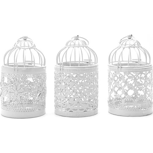 Hollow Holder Candlestick Tealight Hanging Lantern Bird Cage Vintage Wrought New