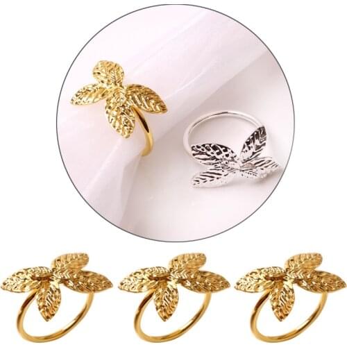 10pcs Alloy simple leaf napkin ring cloth ring hotel restaurant decoration napkin buckle napkin ring
