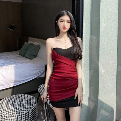 Real Shot 2021 New Fashion Sexy Slim Tube Top Tight-Fitting Hip Bottoming Womens Dress
