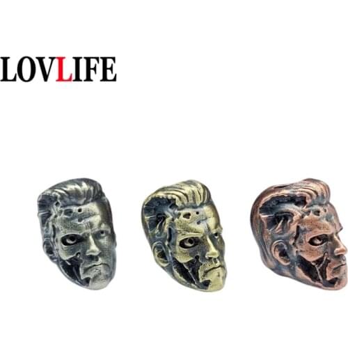 Retro Brass Robot Warrior Figurines Knife Beads DIY Lanyards Pendants Paracord Hangings Charms Metal Hot Movie Character Jewelry