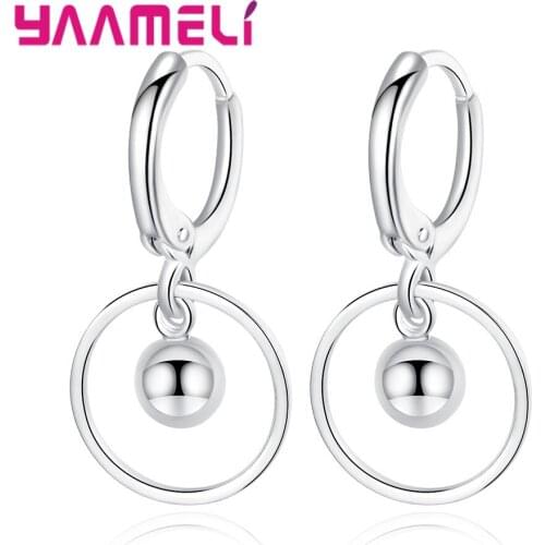 Free Shipping Fashion Circles Geometric Drop Earrings Cheap 925 Sterling Silver Hanging Earring For Lady Party Jewelry