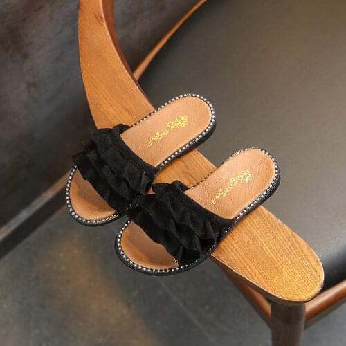 Pu Leather Girls Shoes With Ruffles Kids Summer Baby Girls Sandals Shoes Toddlers Infant Children Kids Shoes Black Pink White