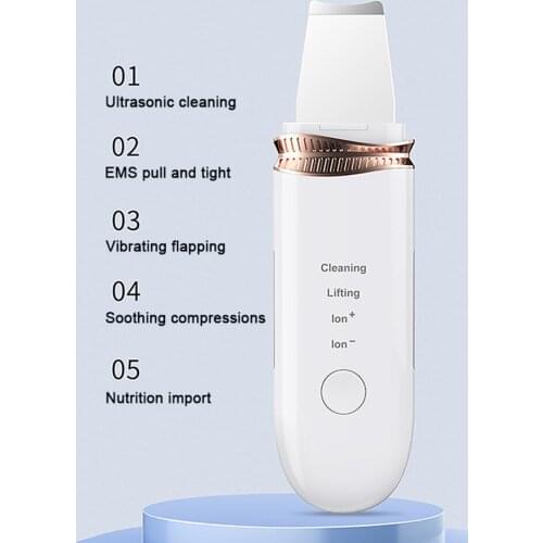 Ultrasonic Skin Cleaner Acne Blackhead Remover Peeling Facial Lift Massager Machine USB Rechargeable Facial Cleaning Tools