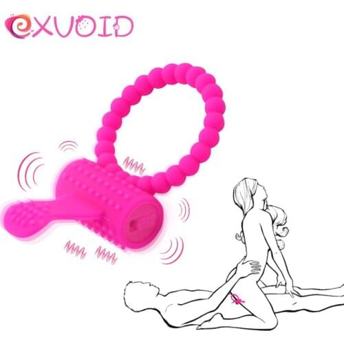 EXVOID Delay Ejaculation Penis Vibrating Ring Cock Silicone Rings Adults Products Sex Toys for Men Male Lasting Tongue Vibrator
