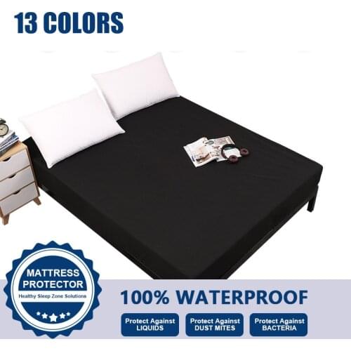 Waterproof Fitted Sheet Machine Washable Solid Color Mattress Cover Diaphragmatic Care Pad Without Pillowcases Queen/King Size