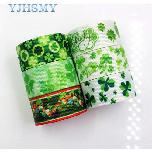 YJHSMY 181116 ,25 mm 10-yard Clover Ribbon Thermal Transfer Printing Grosgrain Wedding Accessories DIY Handmade Material