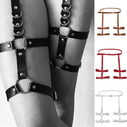 HATCYGGO Sexy Leg Garter Harness Belt For Women Punk Leather Harness Female Gothic Leg Ring Black Suspenders Body Bondage Strap