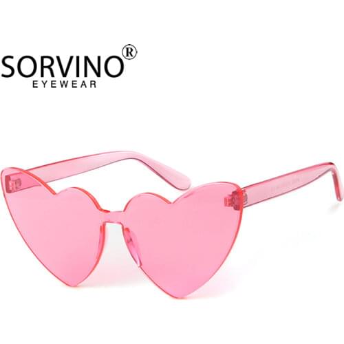 SORVINO Retro Shades For Women Love Heart Shaped Sunglasses Brand Designer Fashion 2020 Pink Cateye Rimless Sun Glasses SP295