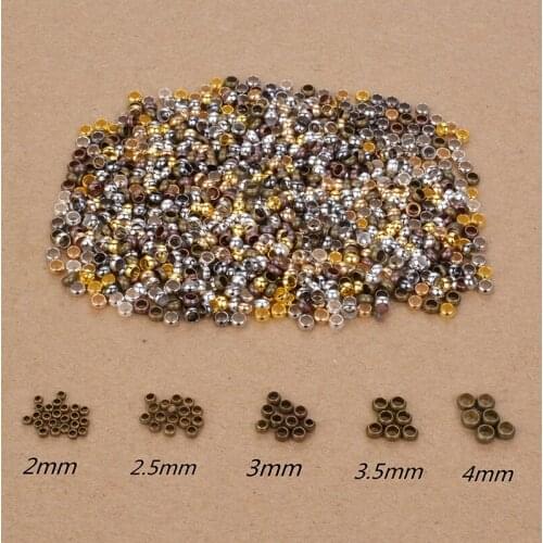 200Pcs / Lot 2 2.5 3 3.5 4mm Dia Pick Gold Silver Bronze Rhodium Color Jewelry Findings Smooth Ball Crimps Beads