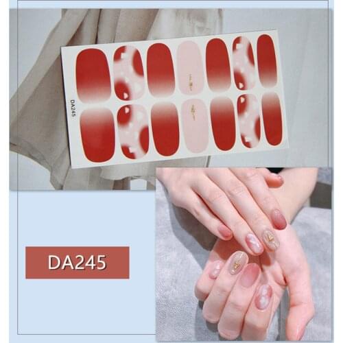 2020 New Designed Full Wraps Shiny Nail Art Stickers Fashion Decals 14Tips DA Multicolor Nail Stickers Strips DIY Salon Manicure