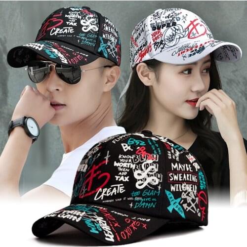 Hot 2020 Men Baseball Cap Women Cotton Graffiti Letter Print Summer Hats Black Casquette Femme gorra hombre Snapback hip hop Cap