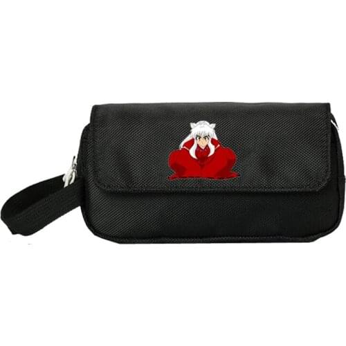 Anime Inuyasha Pencill Case Women Cosmetic Cases Makeup Bag Child Girls student Double pencill Bag Handbag