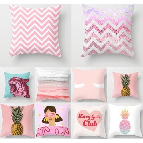 Pink Pattern Geometric love Heart Cushion Case soft Ployster Pillows Case Modern Sofa Car Throw Pillows Decorative Pillowcase