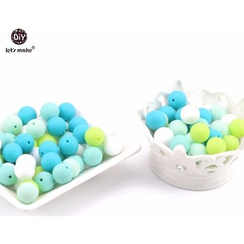 Lets make 15mm 10pcs Mint Aqua Green BPA Free Silicone Food Grade Teethers DIY Baby Toys Handmade Nursing Necklace Baby Teether