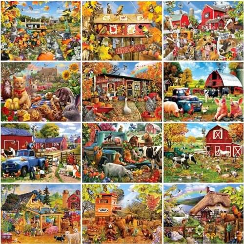 Evershine 5D DIY Diamond Embroidery Cat Cross Stitch Farm Diamond Painting Sale Animals Autumn Decorations