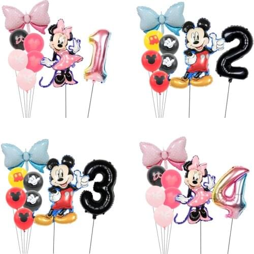 1Set Mickey Mouse Minnie Foil Balloons Disney Theme Park Kids Happy Birthday Party Decorations Globos Gifts For Childrens