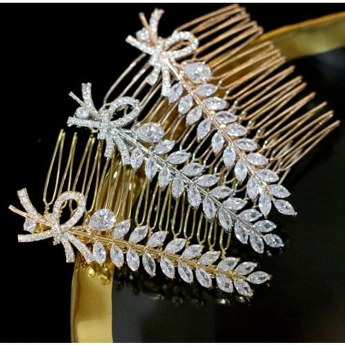High quality CZ crystal hair comb bride gold / silver hair comb wedding hair accessories ladies jewelry clothes accessories