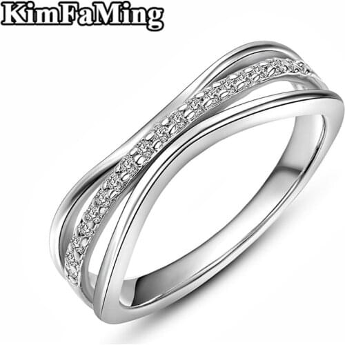 Unique 925 Sterling Silver Rings Jewery with Zircon Party Gift R132