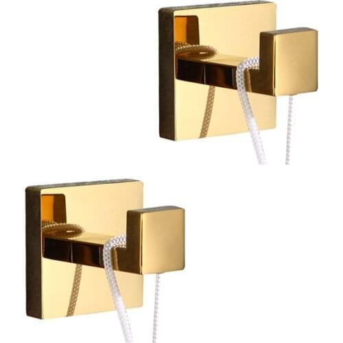 Leyden Gold 2pcs Robe Hooks Set 304 Stainless Steel Wall Mounted Clothes Towel Hook Wall Hanger Bathroom Accessories Set