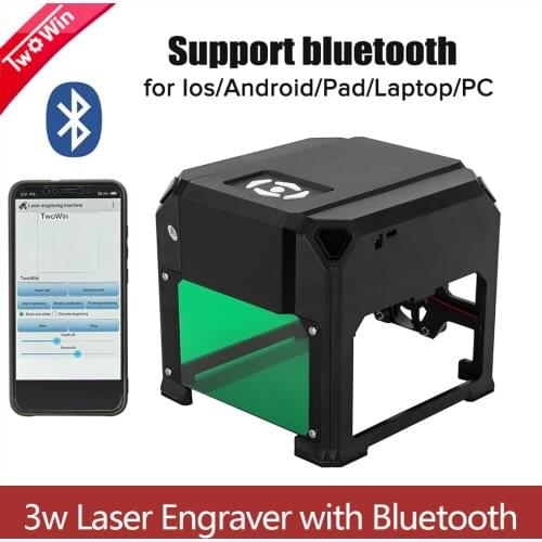3000mw CNC Laser Engraver Upgrade Bluetooth Function AC 110-220V Mini Desktop Laser Printer CNC Wood Router Machine 3w Laser
