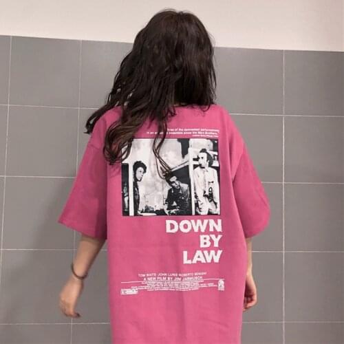 Summer Vintage American Style Street Cool Girl Couple Short-Sleeved T-Shirt Korean Fashion Aesthetic Harajuku Oversized Top