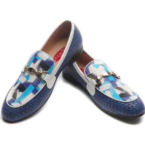 Luxury Brand Italy Mens Loafers Grid Pattern Flat Slip-On Slides Slippers Wedding Party Dress Prom Casual Shoes