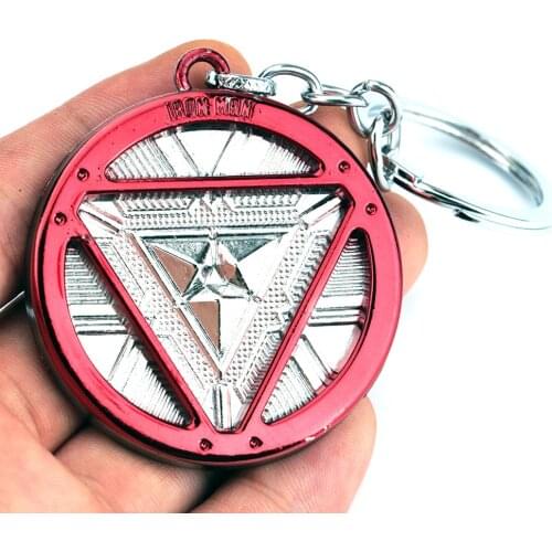 Marvel Avengers Iron Man Arc Reactor Keychain Necklace Action Figure Key Chain for Gift