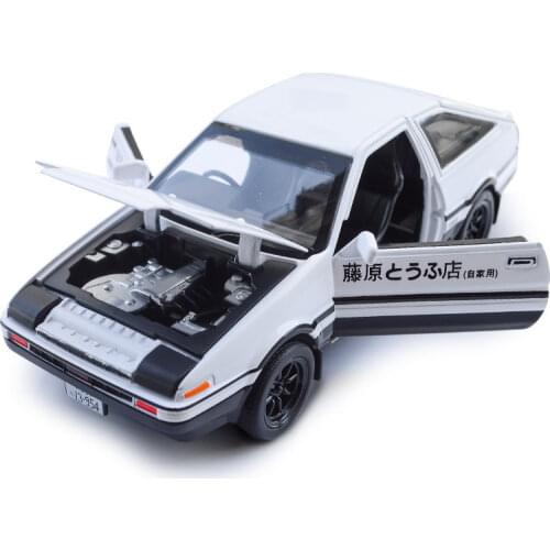 1/28 AE86 Car Models Initial D Corolla Black-white AE86 Alloy Japan Car Model Trueno Metal Diecast Pull Back Supercar For Boys
