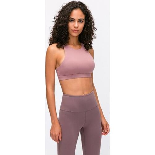 2021 Spring Sports Underwear New Pull High Round Neck Women Cross Beautiful Back Gather Running Yoga Fitness Bra