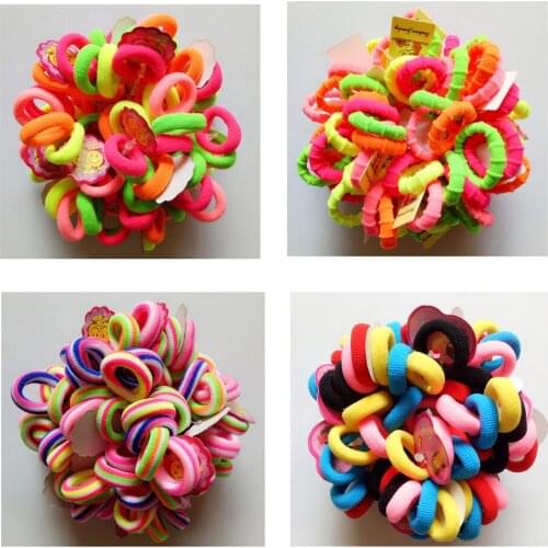 Wholesale 100pcs small candy color childrens headdress hair band hair band rubber band towel hair circle
