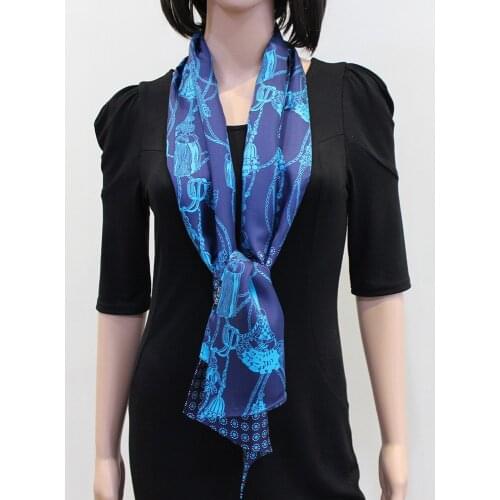 Orange Ribbon Scarf Long Belt Headband Hairband 100% Twill Silk Double Side Double Layer 160*21cm Bow