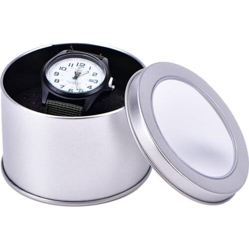 Storage Watch Winder Jewelry Nice Sponge Round Organiser Practical New Case Tin Display Gift Box 90*60mm