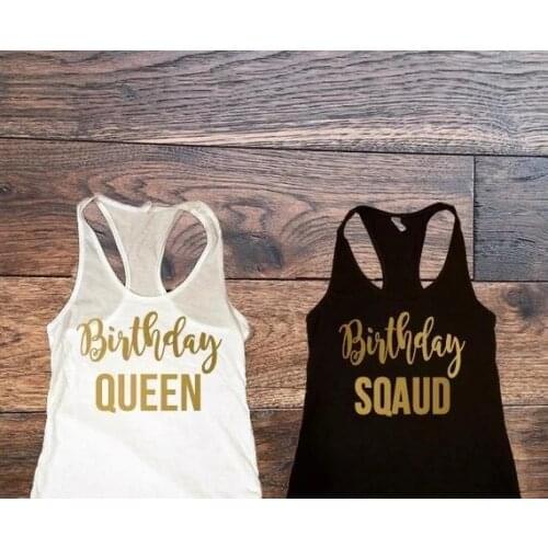 Personalized text Birthday Queen squad girls lady party Tank tops tees Forty squad Bachelorette t Shirts Party favors gifts