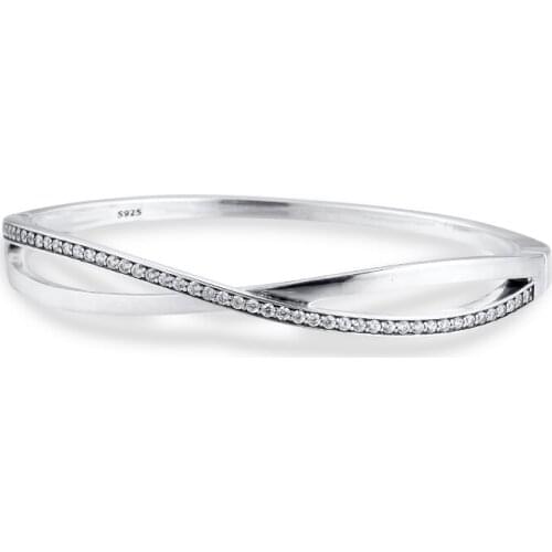 Genuine 925 Sterling Silver Entwined Bangle Silver Bracelets & Bangles for Women DIY Jewelry Making pulseras Wholesale