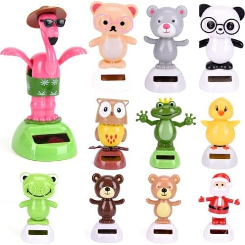 Hot 1pcs Fashion Cute cartoon image Pendant Solar Creative Powered Dancing Animal Swinging Animated Bobble Dancer Car Decor