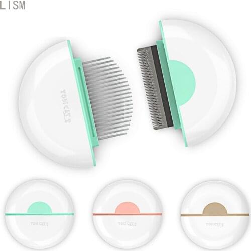 New Stainless Double-sided Pet Cat Dog Comb Brush Portable Pet Hair Shedding Comb Cat Open Knot Hair Removal Brush Shell Brush
