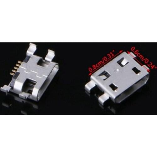 10pcs Micro USB Type B 5 Pin Female Connector Mini USB Jack Connector Charging Socket Four Feet Plug Connectors 0.8*0.6mm