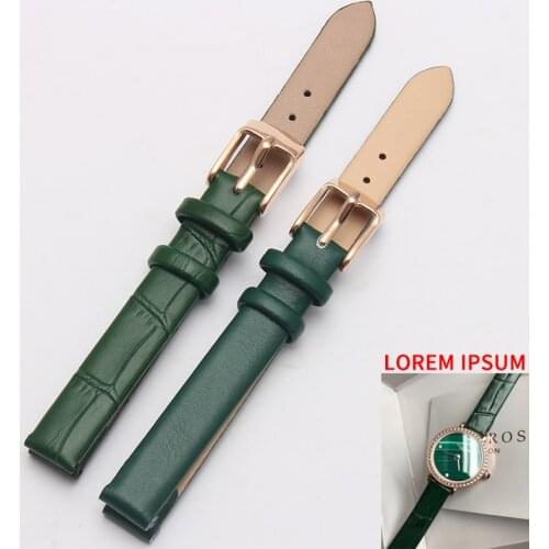 Watch Strap 10mm for Women Handmade Leather Stainless Steel Buckle Bracelet Accessories green black Watchband belt