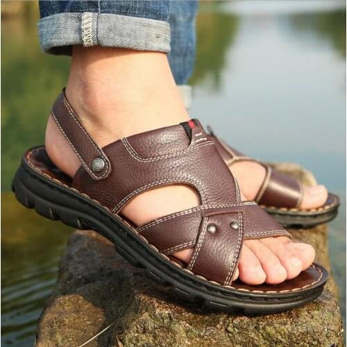 2021 Hot Classic Summer Mens Sandals Genuine Leather Soft Breathable Shoes Beach Roman Sandals Men Flip-Flops Slippers Bohemia