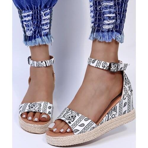 Women Espadrille Ankle Strap Sandals Comfortable Wedges Heeled Summer Shoes 2021High Heels Platform Casual Sandals Pumps Size 43