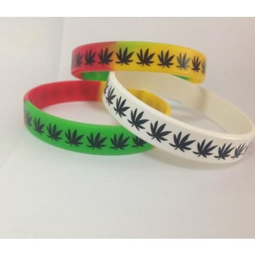 Cannabina Jamaica Print black LOGO silicone bracelet Free shiping