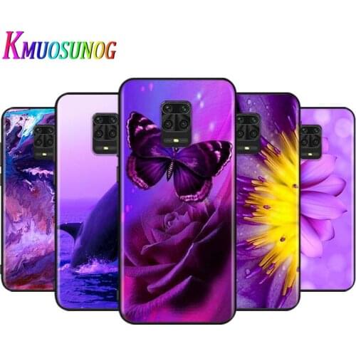 Flower violet plant For Xiaomi Redmi Note 9 9S Max 8T 8 7 6 5 Pro 5A 4X 4 Silicone Soft Phone Case Bright Black Cover