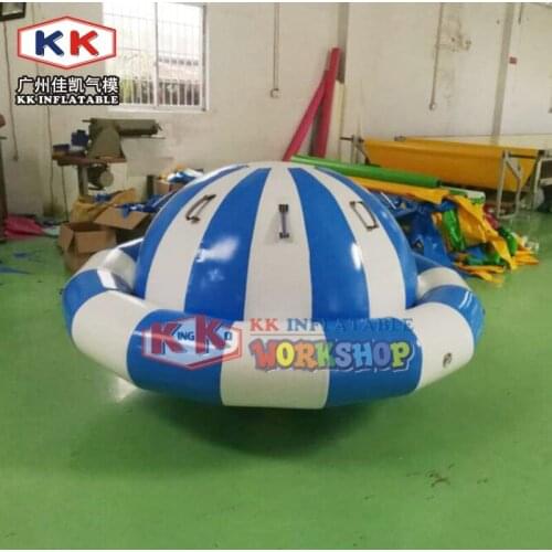 KK blue &white Inflatable Floating Spinner / Inflatable Saturn Water Games Used In Lake Or Pool