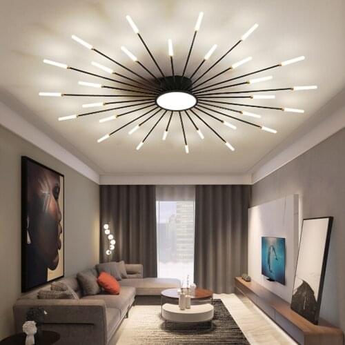Modern Black Chandelier For Living Room Lighting Fixtures Bedroom Kitchen Loft Led Ceiling Spider Lamps Indoor Home Decor 220v