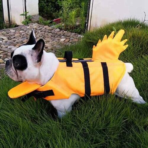 Summer Swimwear Pet Dog Life Jacket Safety Clothes Life Vest With Fin Collar Harness Saver Pet Bathing Suit Swimming Jacket