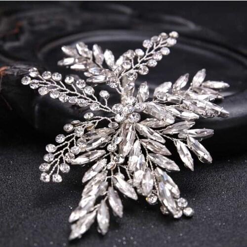 Wedding Hair Accessories Bride Silver Color Metal Combs Rhinestone Leaf Hair Clip Women Hair Jewelry Barrettes Hair Accessories